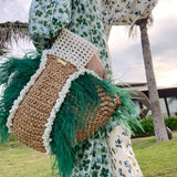 Teresa Tassel Straw Bag with Pearl Beads Handle - 2 Colors watereverysunday