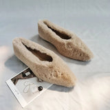 Tierra Faux Fur Pointed Flats watereverysunday