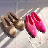 Tierra Faux Fur Pointed Flats watereverysunday