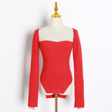 Tina Square Neckline Knit Tops - 10 Colors watereverysunday