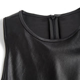 Tomei Back Ribbon Tie Leather Dress watereverysunday