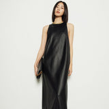 Tomei Back Ribbon Tie Leather Dress watereverysunday