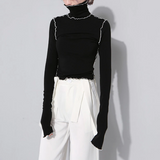 Tosi Color Contrast Tissue Turtleneck Top - 2 Colors watereverysunday