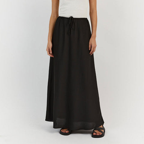 Tossa Draw String Waist Maxi Satin Skirts Colors