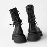 Tuva Back Lace-Up Military Boots watereverysunday