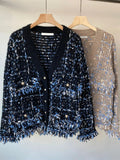 Tweed Plaid Fringe Cardigan Jacket - 2 Colors watereverysunday
