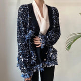 Tweed Plaid Fringe Cardigan Jacket - 2 Colors watereverysunday