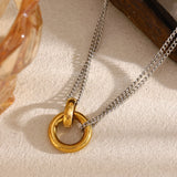 Two Rings Minimalist Pendant Necklace
