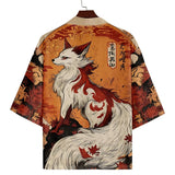 Unisex Harajuku Fox Print Yukata Kimono