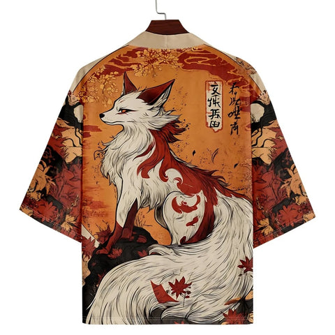 Unisex Harajuku Fox Print Yukata Kimono