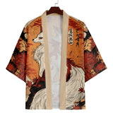 Unisex Harajuku Fox Print Yukata Kimono
