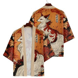 Unisex Harajuku Fox Print Yukata Kimono