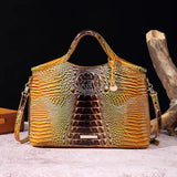 Valentina Croc-Embossed Top-Handle Satchel