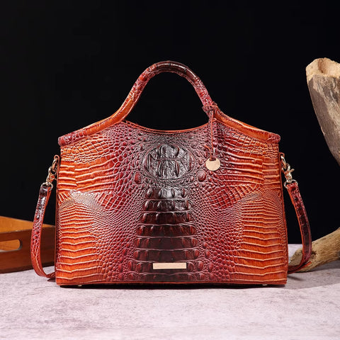 Valentina Croc-Embossed Top-Handle Satchel