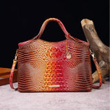 Valentina Croc-Embossed Top-Handle Satchel