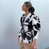 Valerina Elegant Floral Puff Shoulder Blazer