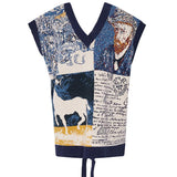 Van Gogh Print Intarsia Knit Vest Tunic watereverysunday
