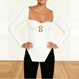 Verena Keyhole Sculpted Knit Top