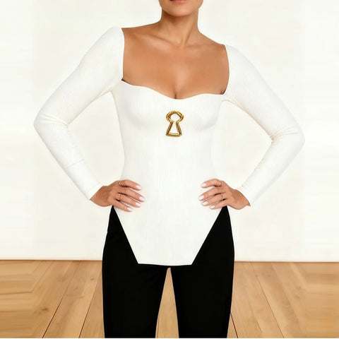 Verena Keyhole Sculpted Knit Top