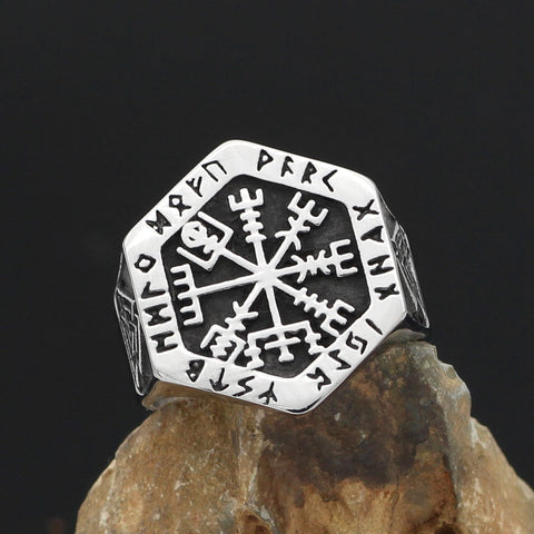 Hexagon Rune Viking Hexagon Compass Rune Ring watereverysunday