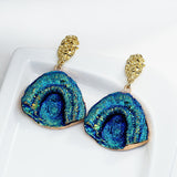 Vintage Blue Gemstone Resin Pendant Earrings - 2 Styles watereverysunday