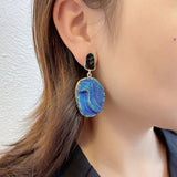 Vintage Blue Gemstone Resin Pendant Earrings - 2 Styles watereverysunday