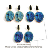 Vintage Blue Gemstone Resin Pendant Earrings - 2 Styles watereverysunday
