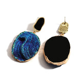 Vintage Blue Gemstone Resin Pendant Earrings - 2 Styles watereverysunday