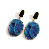 Vintage Blue Gemstone Resin Pendant Earrings - 2 Styles watereverysunday