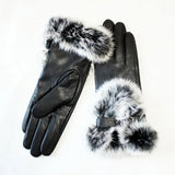Viviane Sheepskin Fur-Trimmed Opera Gloves