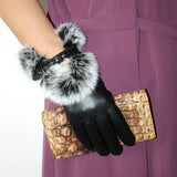 Viviane Sheepskin Fur-Trimmed Opera Gloves