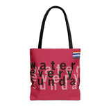 WATEREVERYSUNDAY Basic Logo Everyday Tote - Raspberry Red watereverysunday