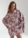 Wella Oversized Stained Effect Plaid Shirts