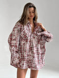 Wella Oversized Stained Effect Plaid Shirts