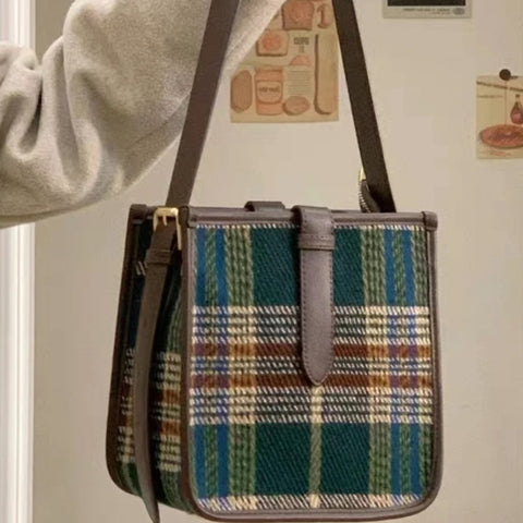 Wella Plaid Wool Crossbody Bag