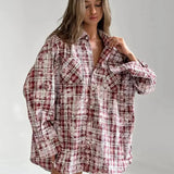 Wella Oversized Stained Effect Plaid Shirts
