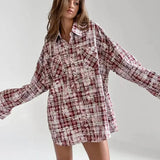 Wella Oversized Stained Effect Plaid Shirts