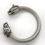 Wolf Head Steel Wire Rope Cuff Bracelet watereverysunday