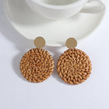 Wooden Beads and Rattan Boho Earrings watereverysunday
