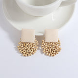 Wooden Beads and Rattan Boho Earrings watereverysunday