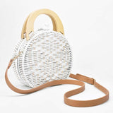 Wooden Handle Circle Straw Rattan Shoulder Bag - 2 Colors watereverysunday