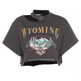 Wyoming Gothic Graphic Crop Tops - 4 Colors watereverysunday