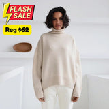 Yani Casual Turtleneck Sweaters BEIGE/BLACK M - SALE