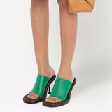 Yareli Color Contrast Pipe Edge Mule Sandals watereverysunday