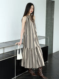 Yejin Vetical Stripe Halter Maxi Dress watereverysunday