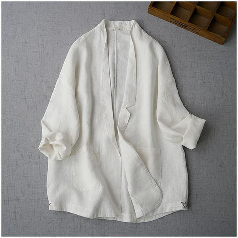 Yuko Causal Cotton Linen Oversized Blazer - 2 Colors watereverysunday