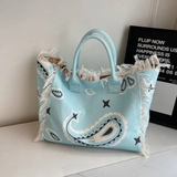 Yves Fringe Canvas Tote Bag
