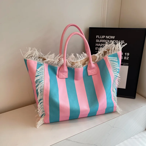 Yves Fringe Canvas Tote Bag