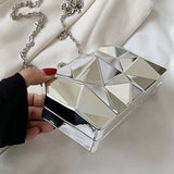 Yvette Metallic Triangle Cuboid Box Clutch Bags - 3 Colors watereverysunday