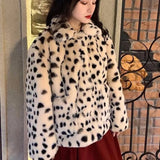 Zaya Faux Snow Leopard Plush Fur Jacket watereverysunday